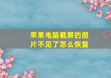 苹果电脑截屏的图片不见了怎么恢复