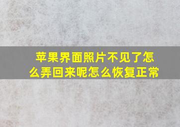 苹果界面照片不见了怎么弄回来呢怎么恢复正常