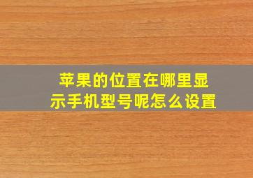 苹果的位置在哪里显示手机型号呢怎么设置