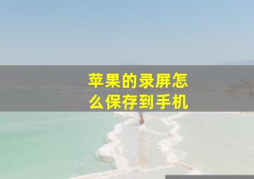 苹果的录屏怎么保存到手机