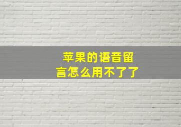 苹果的语音留言怎么用不了了