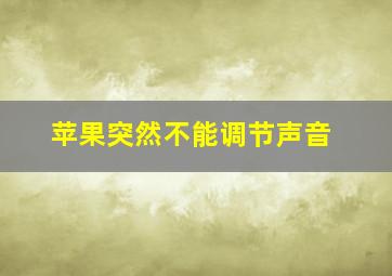 苹果突然不能调节声音