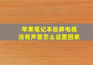 苹果笔记本投屏电视没有声音怎么设置回来