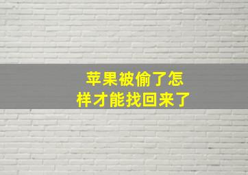 苹果被偷了怎样才能找回来了