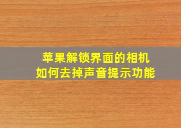 苹果解锁界面的相机如何去掉声音提示功能