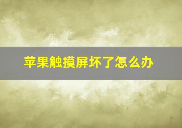 苹果触摸屏坏了怎么办