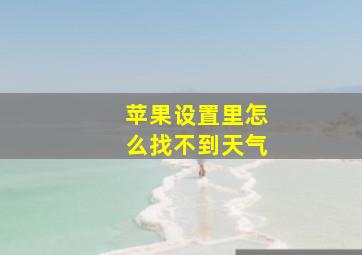 苹果设置里怎么找不到天气