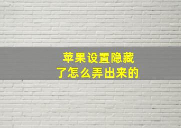 苹果设置隐藏了怎么弄出来的