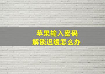 苹果输入密码解锁迟缓怎么办