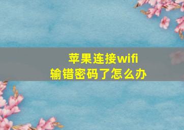 苹果连接wifi输错密码了怎么办