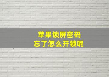 苹果锁屏密码忘了怎么开锁呢