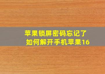 苹果锁屏密码忘记了如何解开手机苹果16