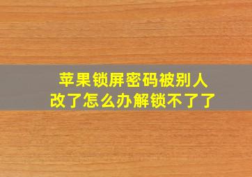 苹果锁屏密码被别人改了怎么办解锁不了了