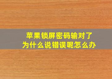 苹果锁屏密码输对了为什么说错误呢怎么办