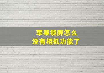 苹果锁屏怎么没有相机功能了