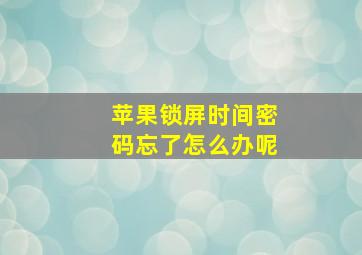 苹果锁屏时间密码忘了怎么办呢