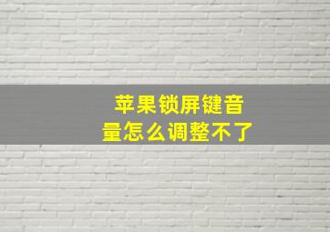 苹果锁屏键音量怎么调整不了