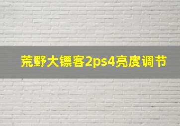 荒野大镖客2ps4亮度调节