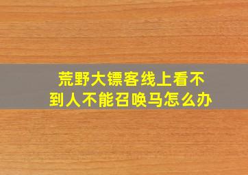 荒野大镖客线上看不到人不能召唤马怎么办