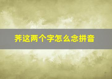 荠这两个字怎么念拼音