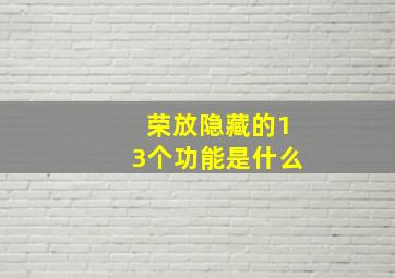 荣放隐藏的13个功能是什么