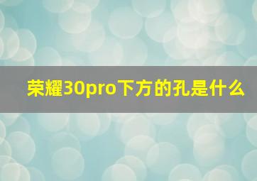 荣耀30pro下方的孔是什么