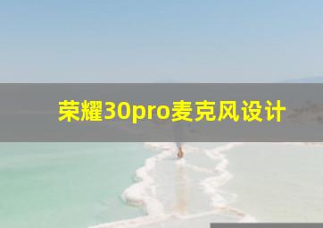 荣耀30pro麦克风设计