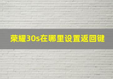 荣耀30s在哪里设置返回键