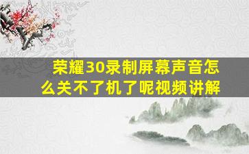 荣耀30录制屏幕声音怎么关不了机了呢视频讲解