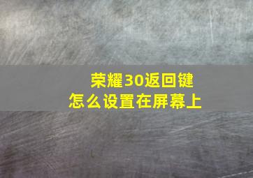 荣耀30返回键怎么设置在屏幕上