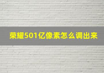 荣耀501亿像素怎么调出来