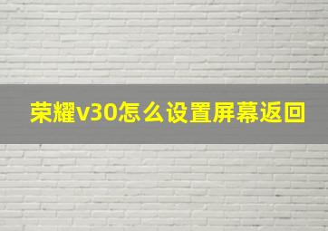 荣耀v30怎么设置屏幕返回