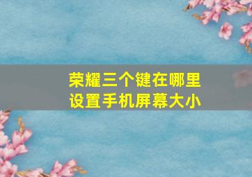 荣耀三个键在哪里设置手机屏幕大小