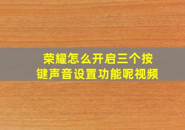 荣耀怎么开启三个按键声音设置功能呢视频