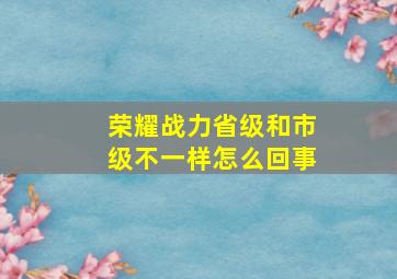 荣耀战力省级和市级不一样怎么回事