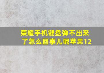 荣耀手机键盘弹不出来了怎么回事儿呢苹果12