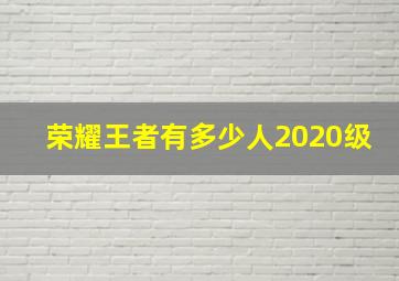 荣耀王者有多少人2020级