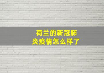 荷兰的新冠肺炎疫情怎么样了