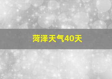 菏泽天气40天