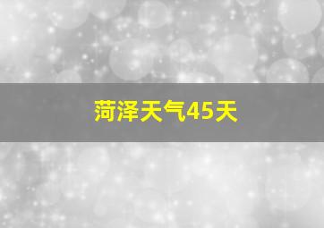 菏泽天气45天