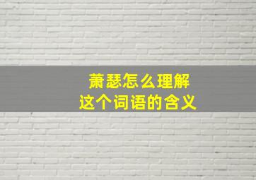 萧瑟怎么理解这个词语的含义