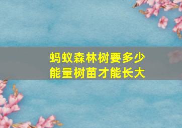 蚂蚁森林树要多少能量树苗才能长大