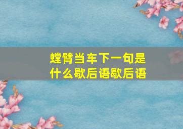 螳臂当车下一句是什么歇后语歇后语