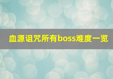 血源诅咒所有boss难度一览