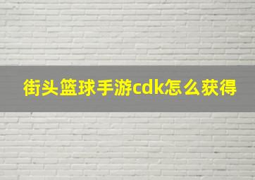 街头篮球手游cdk怎么获得