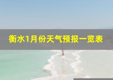 衡水1月份天气预报一览表