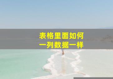 表格里面如何一列数据一样