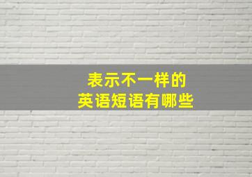 表示不一样的英语短语有哪些