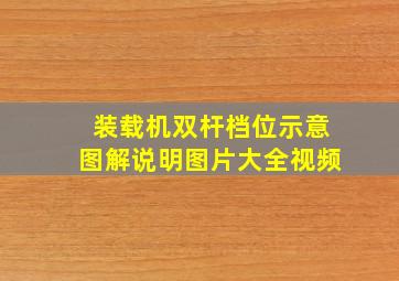 装载机双杆档位示意图解说明图片大全视频