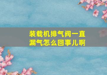 装载机排气阀一直漏气怎么回事儿啊